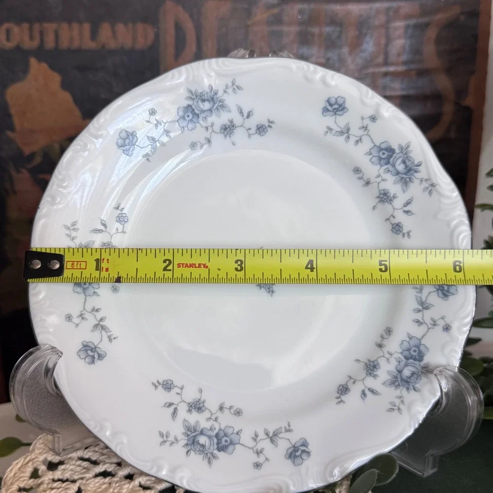 Johann Haviland Blue Garland Bread Butter Plates Bavaria Platinum Trim 4pc